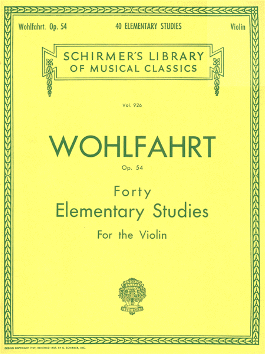40 Elementary Studies, Op. 54 by Franz Wohlfahrt Violin - Sheet Music