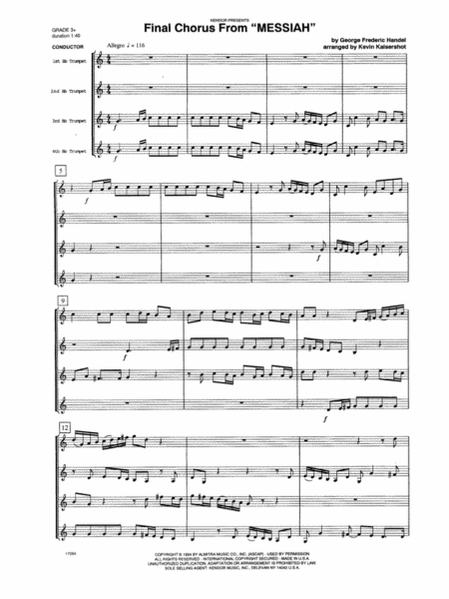 Final Chorus From 'Messiah' (Blessing And Honour,Glory And Power Unto Him) - Full Score