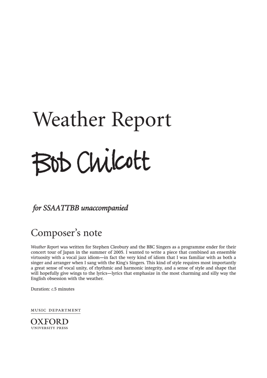 Weather Report Weather Report SSAATTBB scores gallery preview page 1