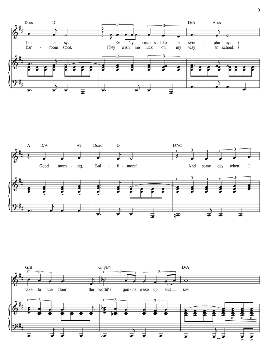 Good Morning Baltimore Piano, Vocal scores gallery preview page 3