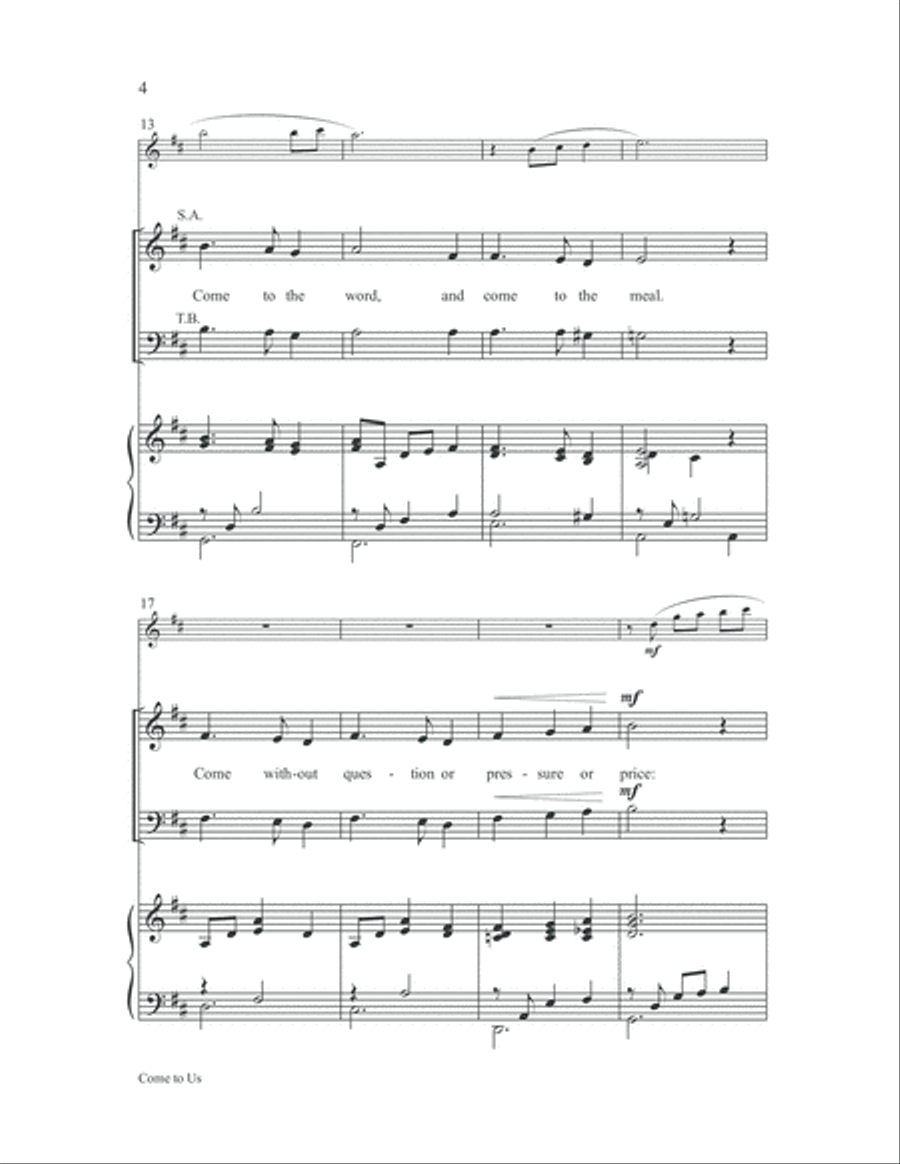 Come to Us Come to Us 4-Part scores gallery preview page 4