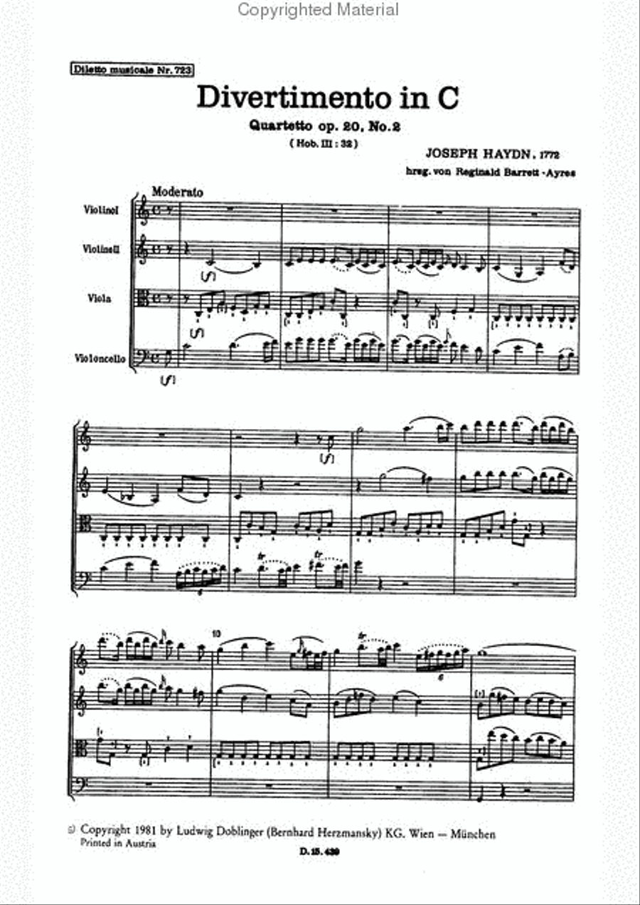 Streichquartett C-Dur op. 20 / 2 String Quartet scores gallery preview page 2