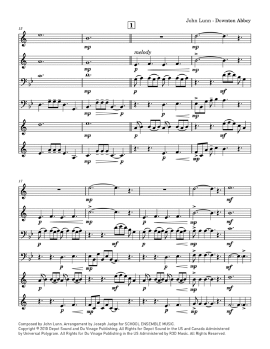 Downton Abbey (theme) Downton Abbey (theme) Chamber Music scores gallery preview page 3