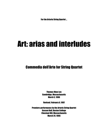 ART: arias & interludes ... Commedia dell'arte for String Quartet (1996, rev. 1997) image number null