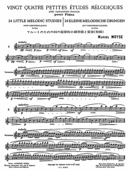 24 Petites Etudes Melodiques Avec Variations (Facile) pour Flute