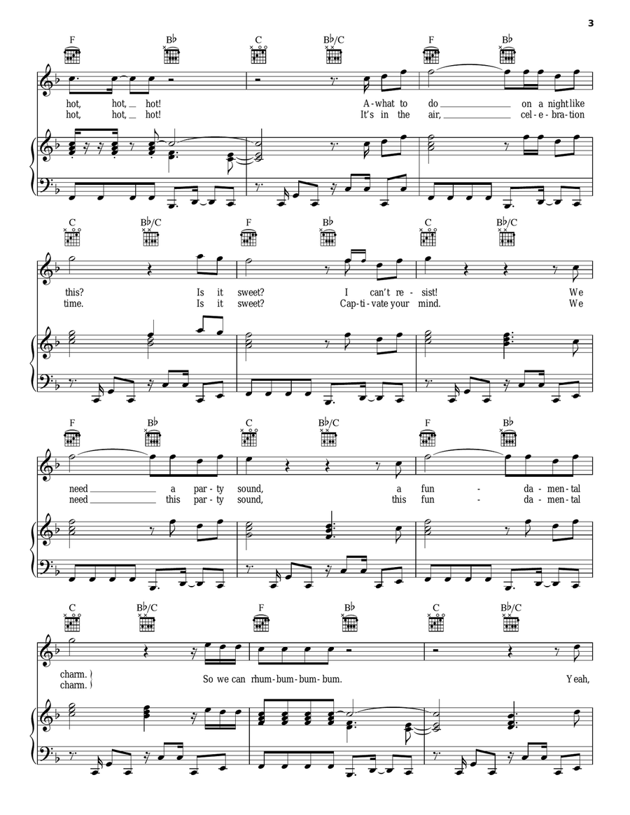 Hot Hot Hot Piano, Vocal, Guitar scores gallery preview page 3