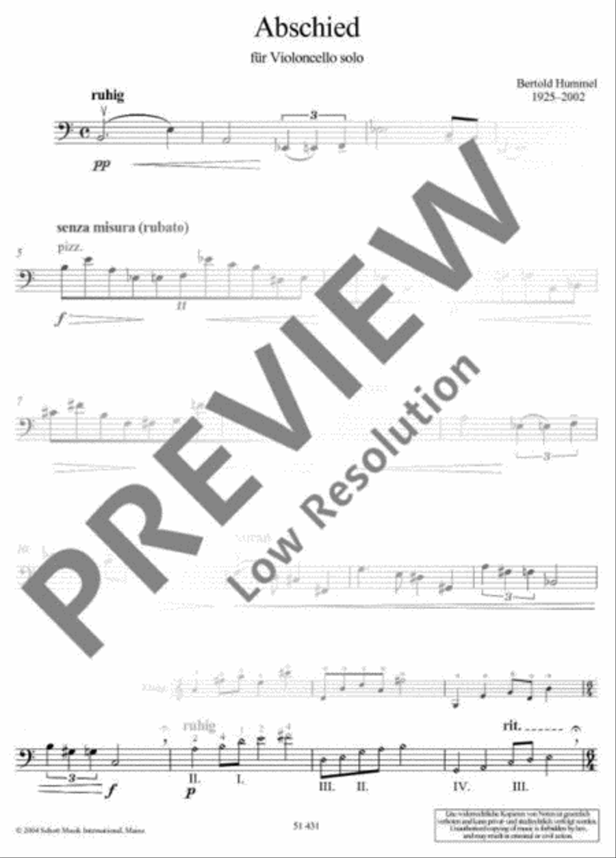 Abschied Cello scores gallery preview page 7