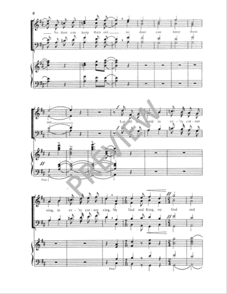 Let All the World in Every Corner Sing 4-Part scores gallery preview page 9