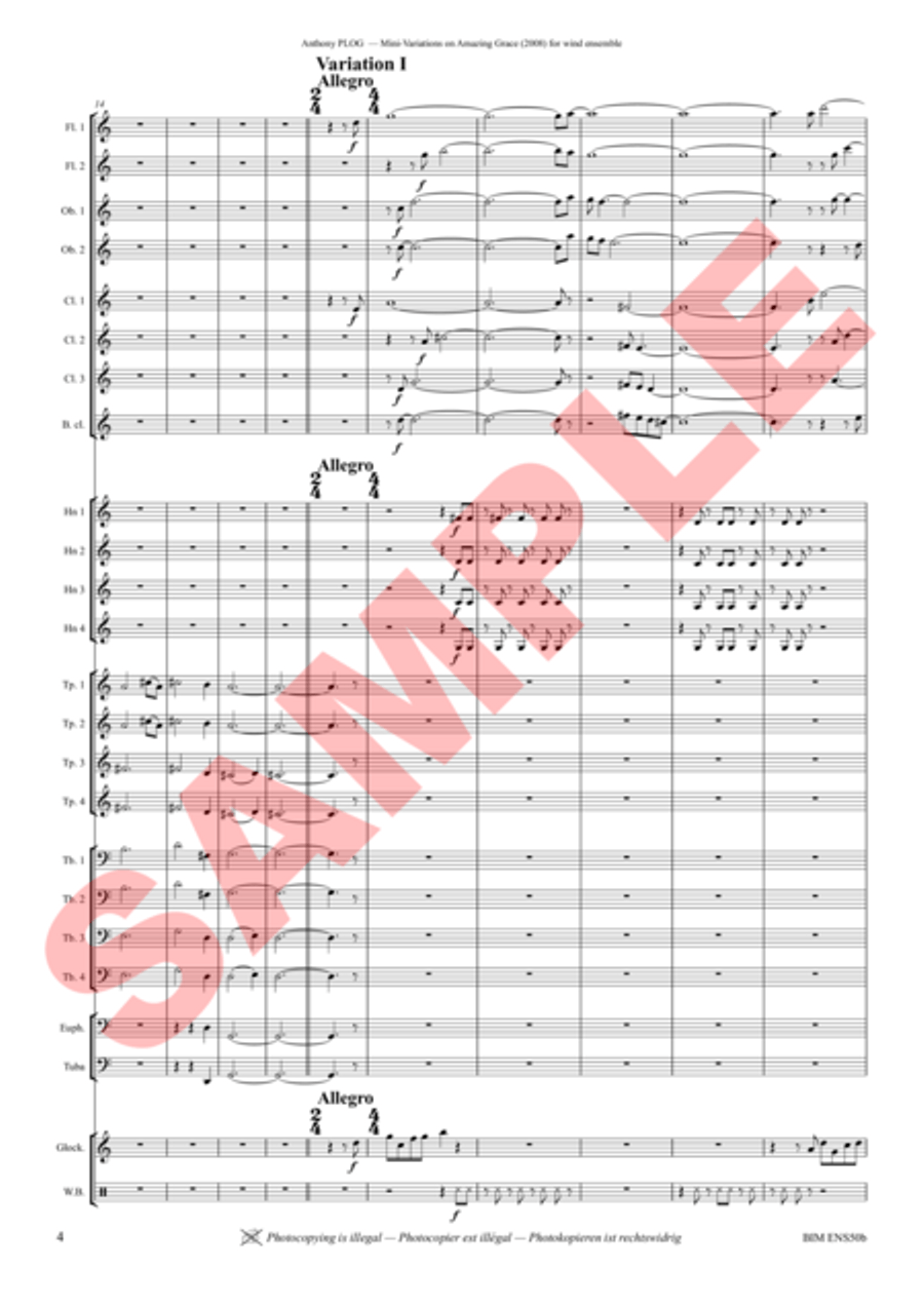 Mini-Variations on Amazing Grace Bass Clarinet scores gallery preview page 3