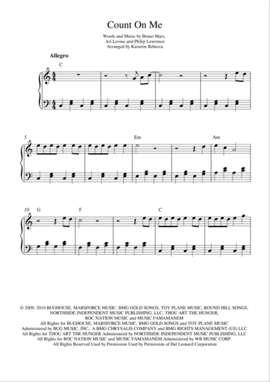 Count On Me Piano Method scores gallery preview page 1