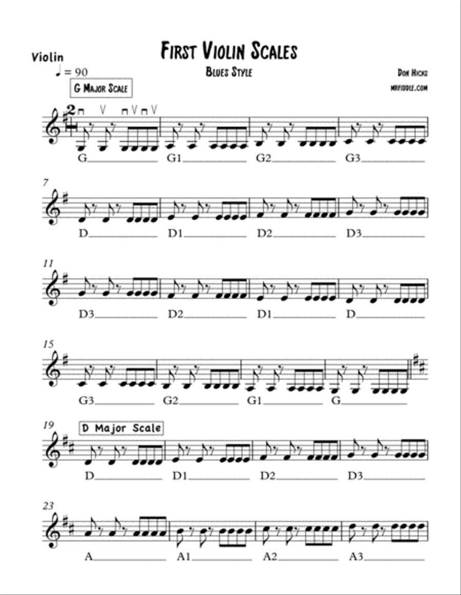 First Violin Scales - Blues Style Violin Solo scores gallery preview page 2