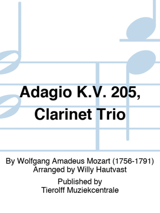 Book cover for Adagio K.V. 205, Clarinet Trio