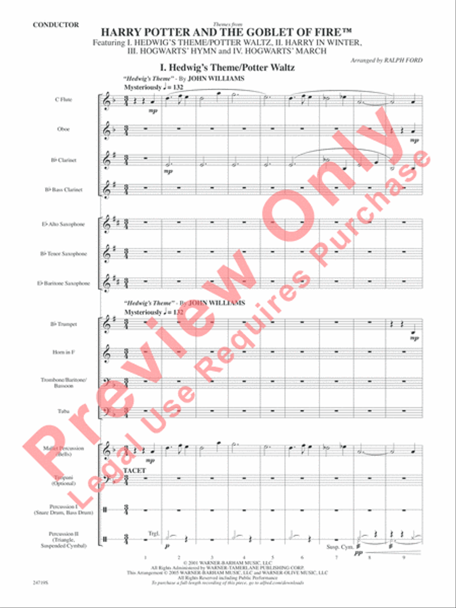 Harry Potter and the Goblet of Fire, Themes from Concert Band scores gallery preview page 3
