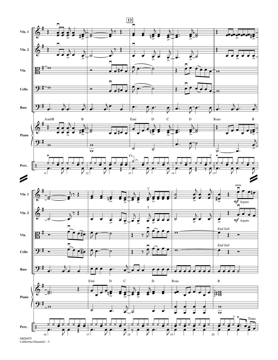 California Dreamin' - Full Score Orchestra scores gallery preview page 3