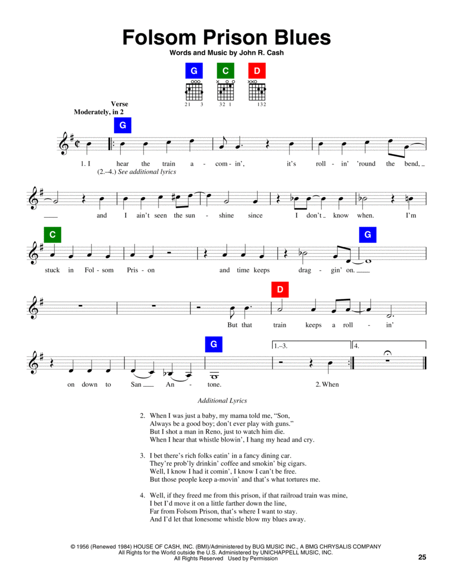 Folsom Prison Blues Electric Guitar scores gallery preview page 1