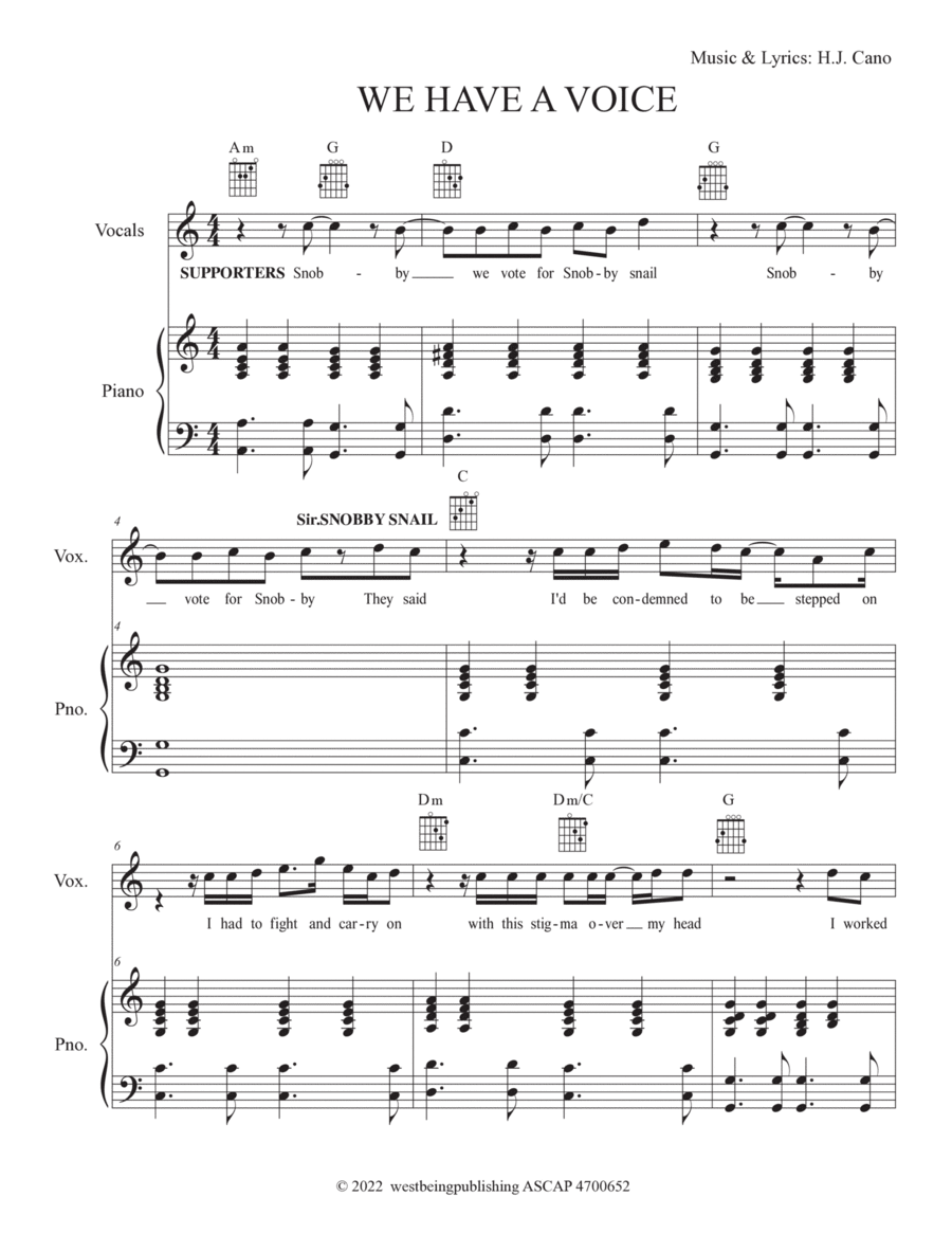 We Have a Voice Piano, Vocal, Guitar scores gallery preview page 1