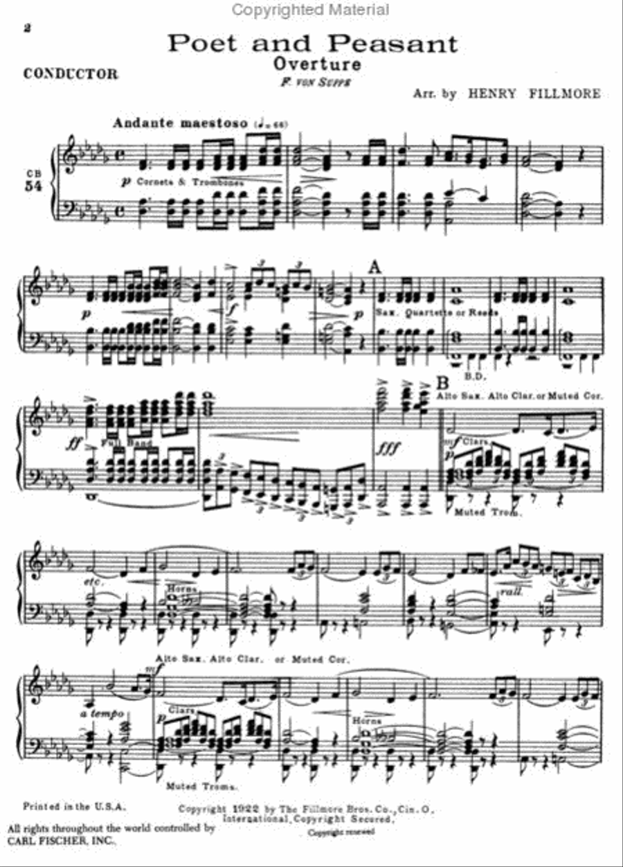 Poet And Peasant (Overture) Concert Band scores gallery preview page 2