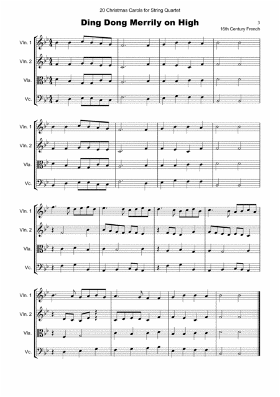 20 Favourite Christmas Carols for String Quartet String Quartet scores gallery preview page 4