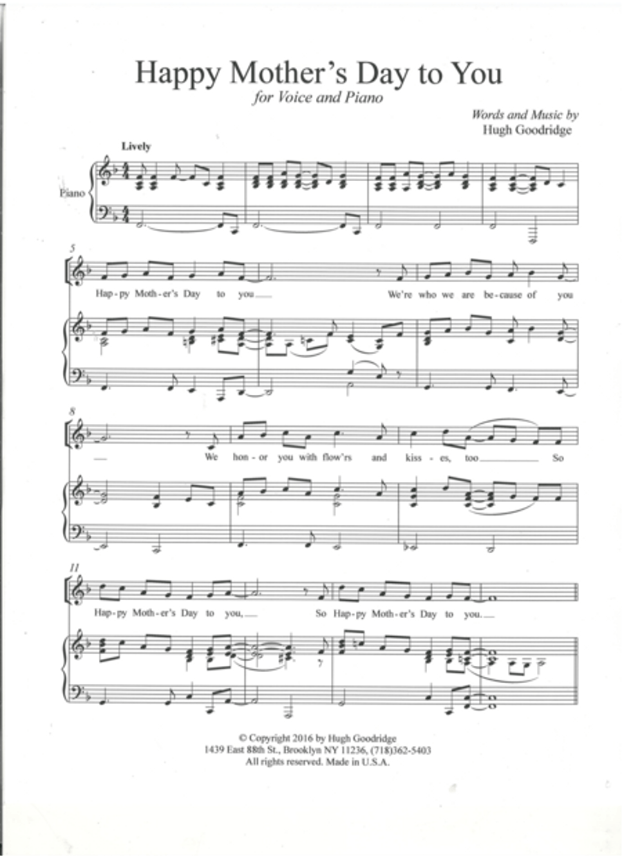 Happy Mother's Day To You Unison Choir scores gallery preview page 2