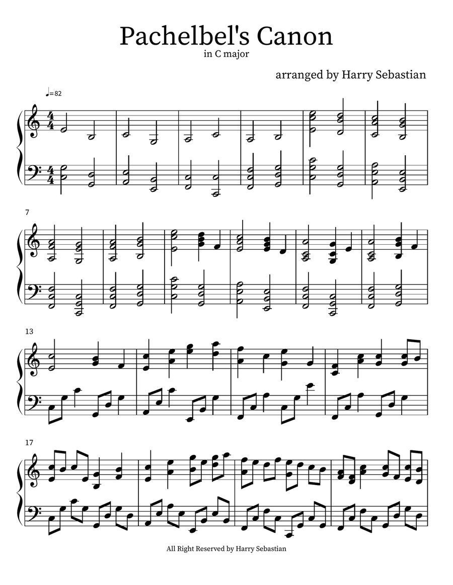 JS Bach- Pachelbel's Canon in C major ( Advance Version) Piano Solo scores gallery preview page 1