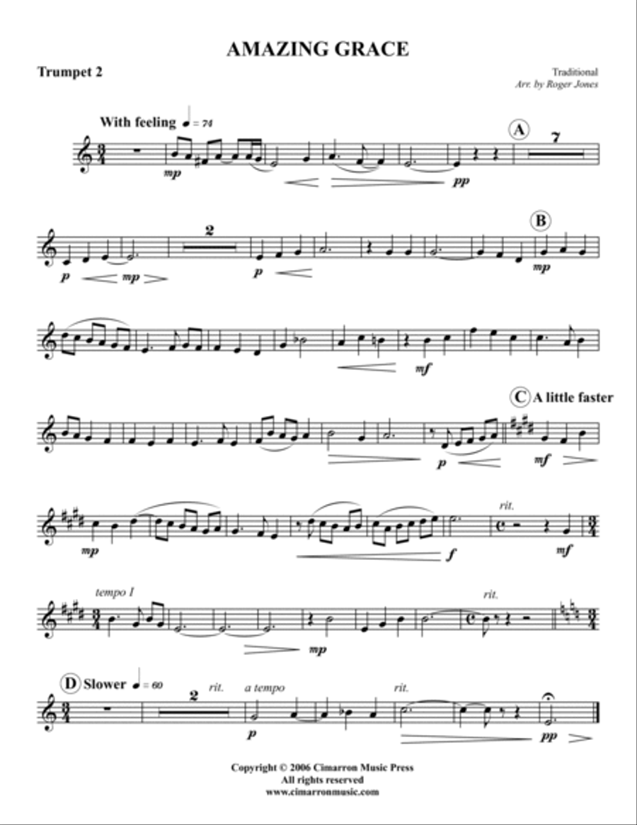 Amazing Grace Brass Quintet scores gallery preview page 4