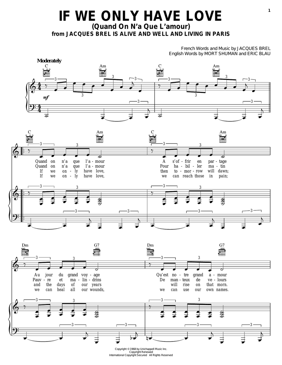 If We Only Have Love (Quand On N'a Que L'amour) Guitar scores gallery preview page 1