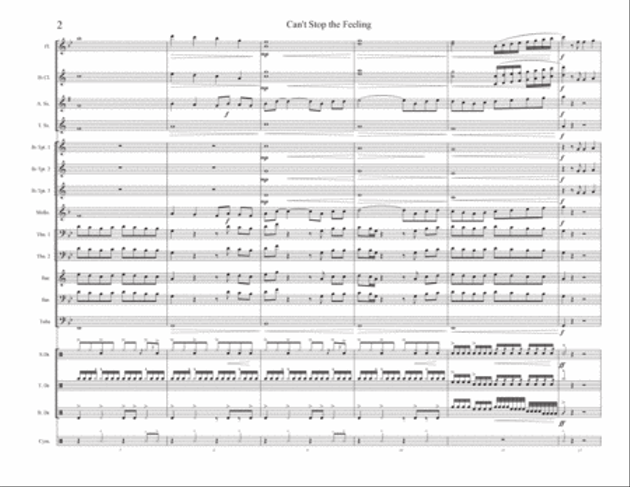 Can't Stop The Feeling! Marching Band scores gallery preview page 2