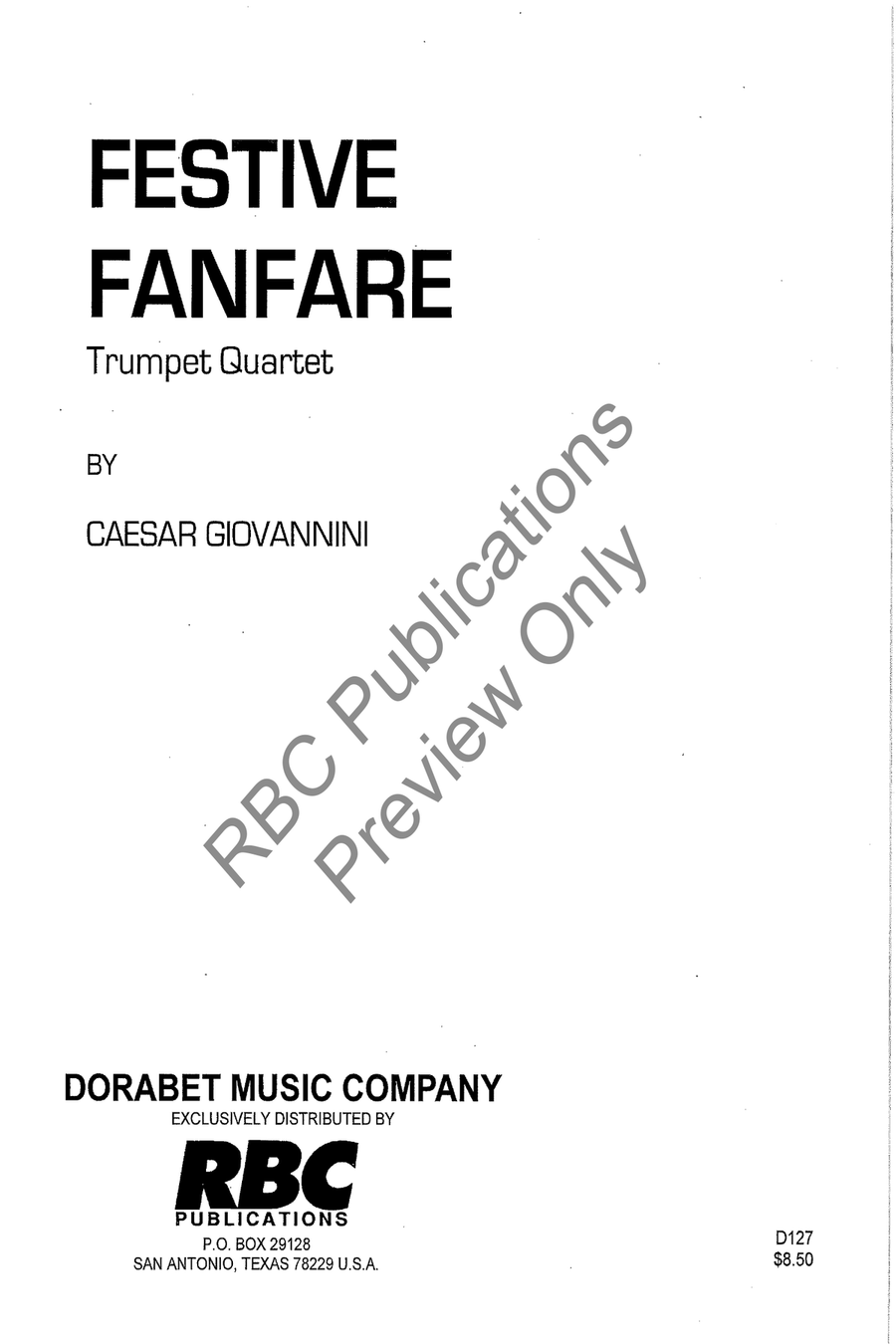 Festive Fanfare Trumpet Quartet Trumpet scores gallery preview page 2