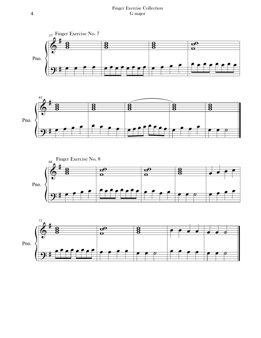 Finger Exercise Collection (24 exercises in G major) Piano Method scores gallery preview page 4