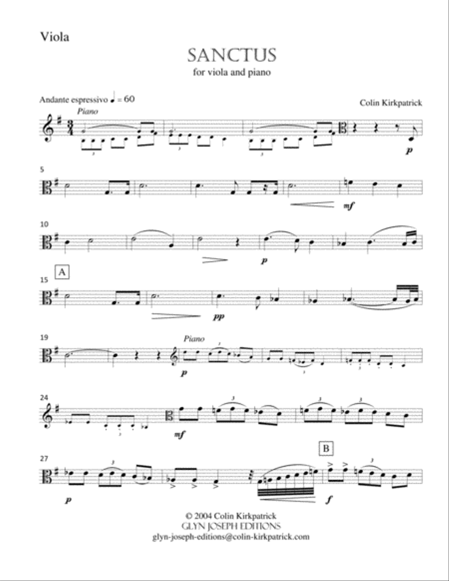 Sanctus (for viola and piano) Piano scores gallery preview page 2
