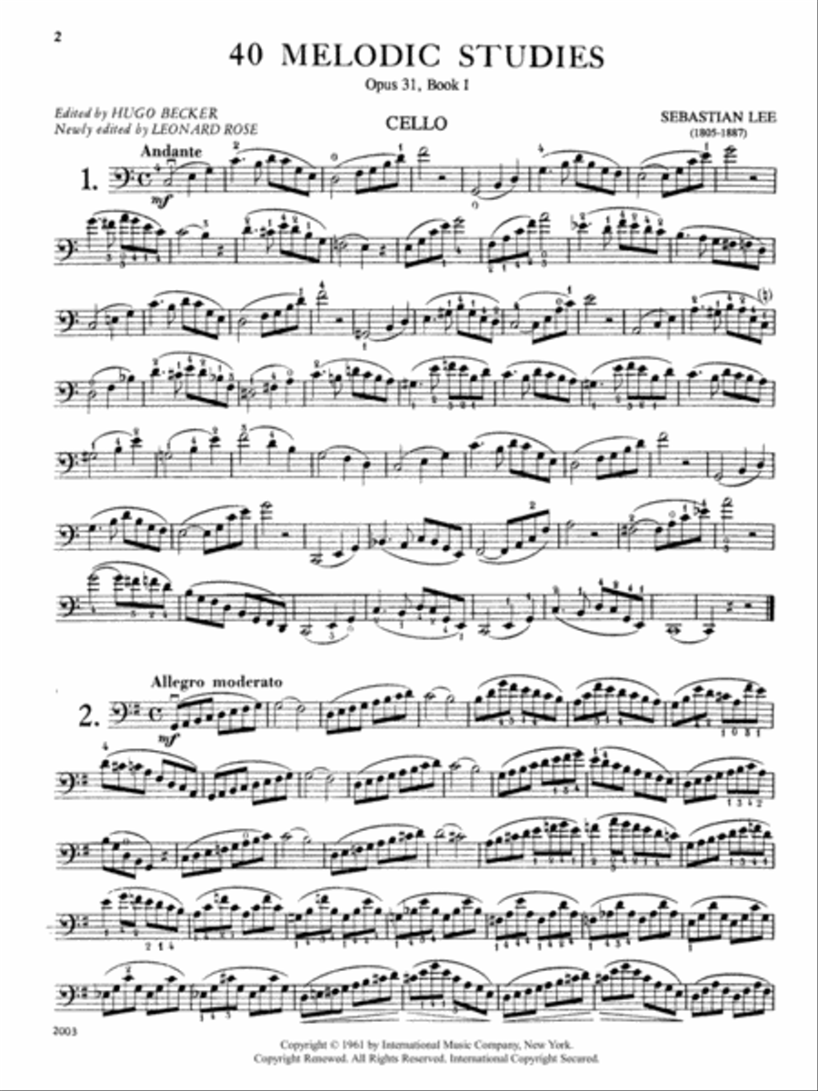 40 Melodic Studies, Opus 31: Volume I Cello Solo scores gallery preview page 2
