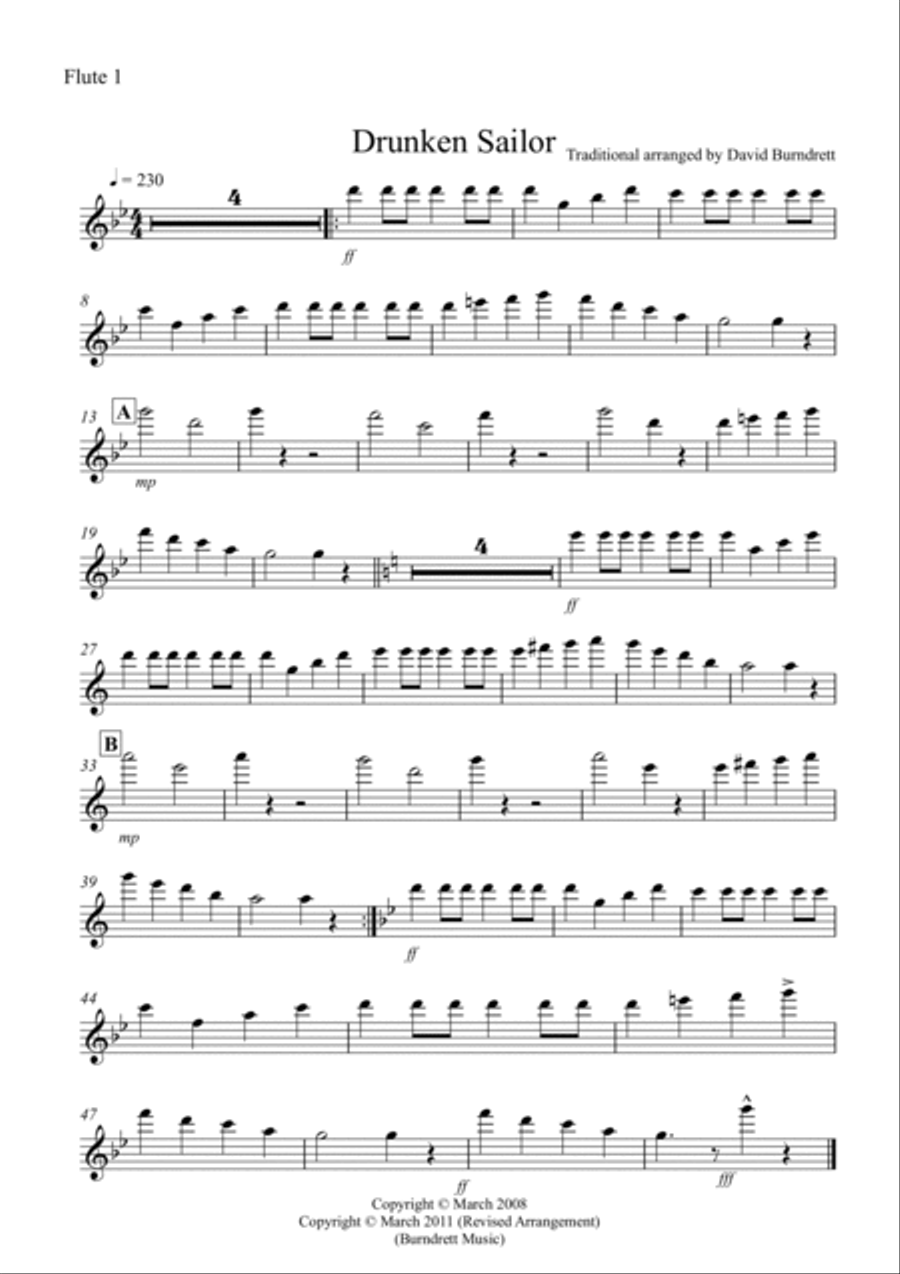 Drunken Sailor for Flute Quartet Flute Quartet scores gallery preview page 6