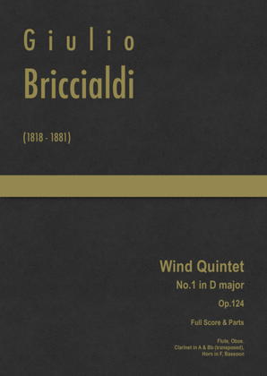 Book cover for Briccialdi - Wind Quintet No.1 in D major, Op.124