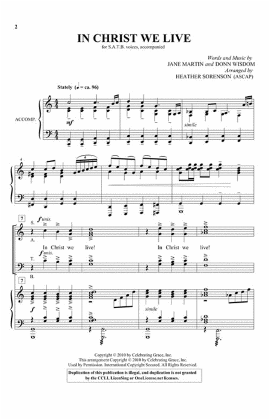 In Christ We Live 4-Part scores gallery preview page 2