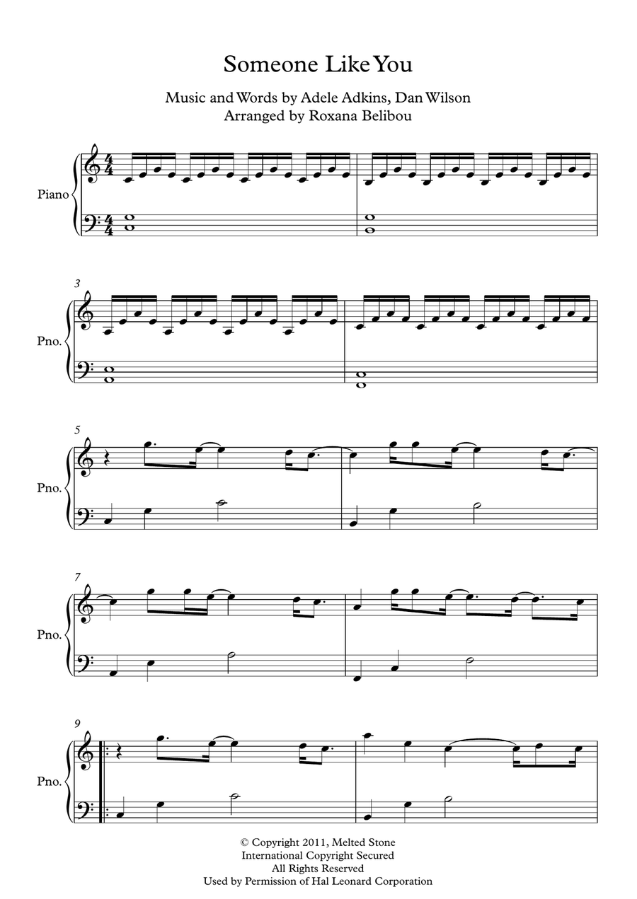 Someone Like You Easy Piano scores gallery preview page 1