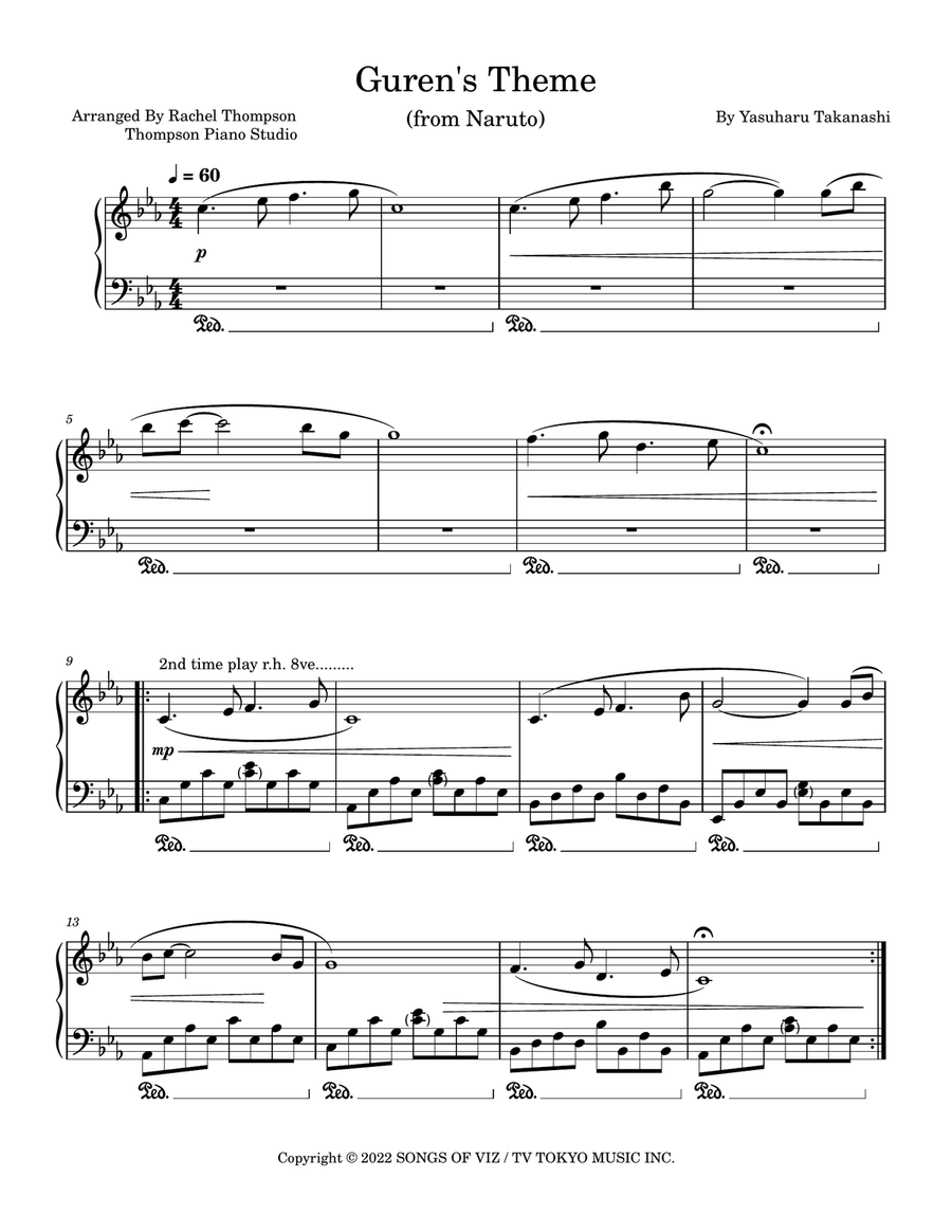 Theme Guren Theme Guren Piano Method scores gallery preview page 1