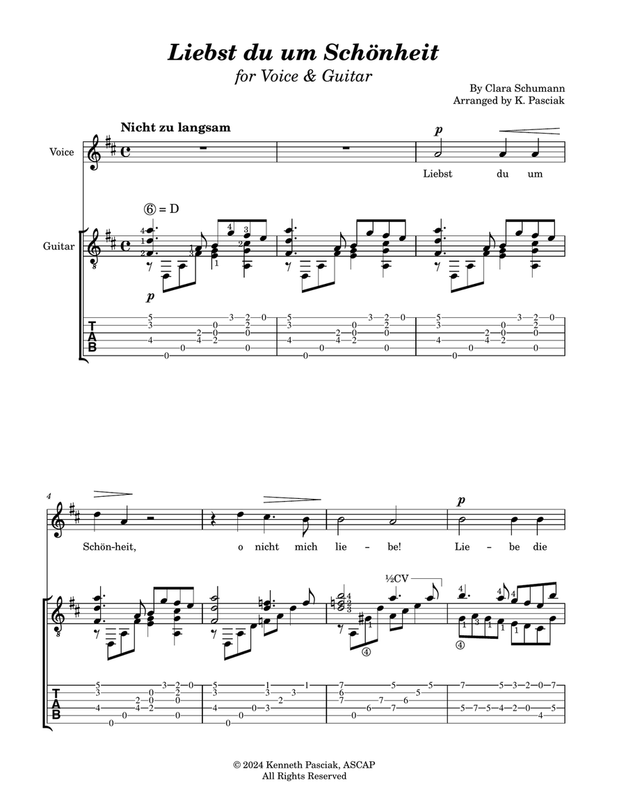Liebst du um Schönheit (for Voice & Guitar) Chamber Music scores gallery preview page 3