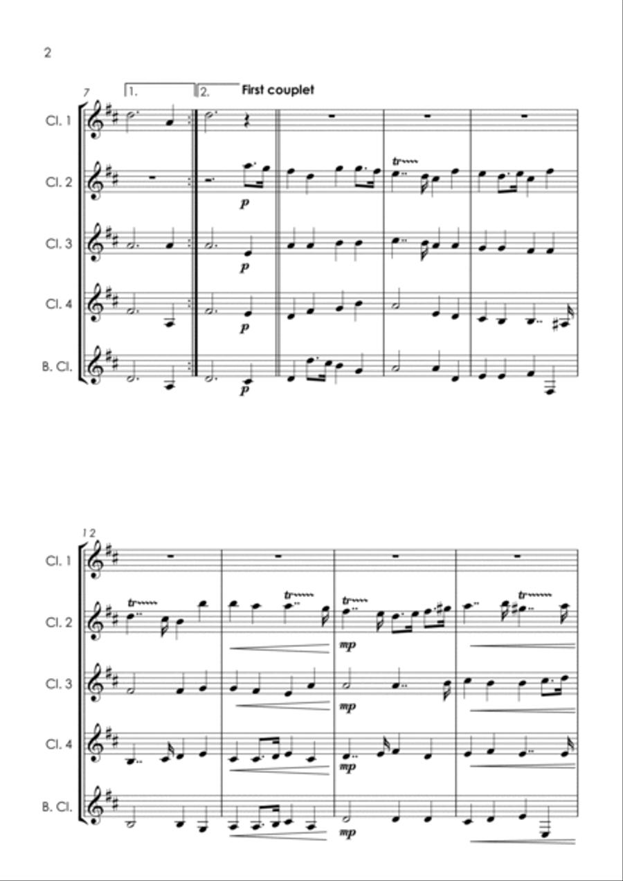 Prelude (Rondeau) from Te Deum - clarinet quintet Clarinet Quintet scores gallery preview page 6