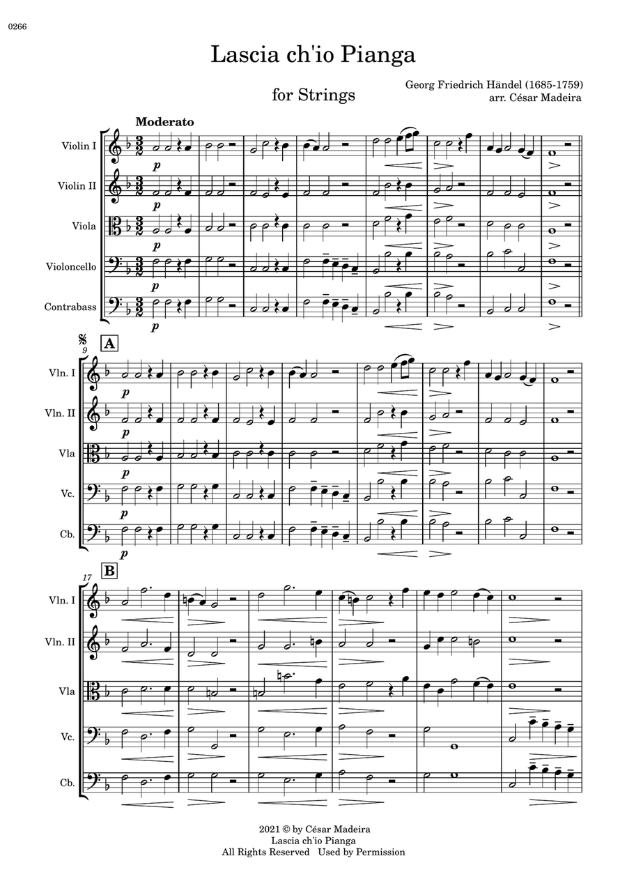 Lascia Ch'io Pianga - String Orchestra (Full Score and Parts) String Orchestra scores gallery preview page 2