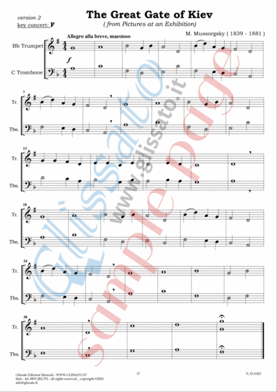 10 Romantic Easy duets for Bb Trumpet and Trombone B.C. Brass Duet scores gallery preview page 5