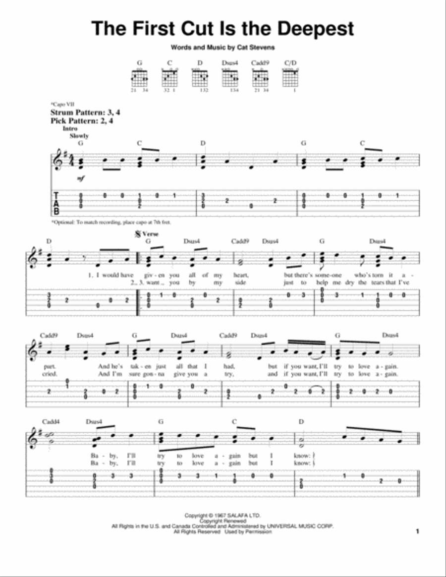 The First Cut Is The Deepest Acoustic Guitar scores gallery preview page 1
