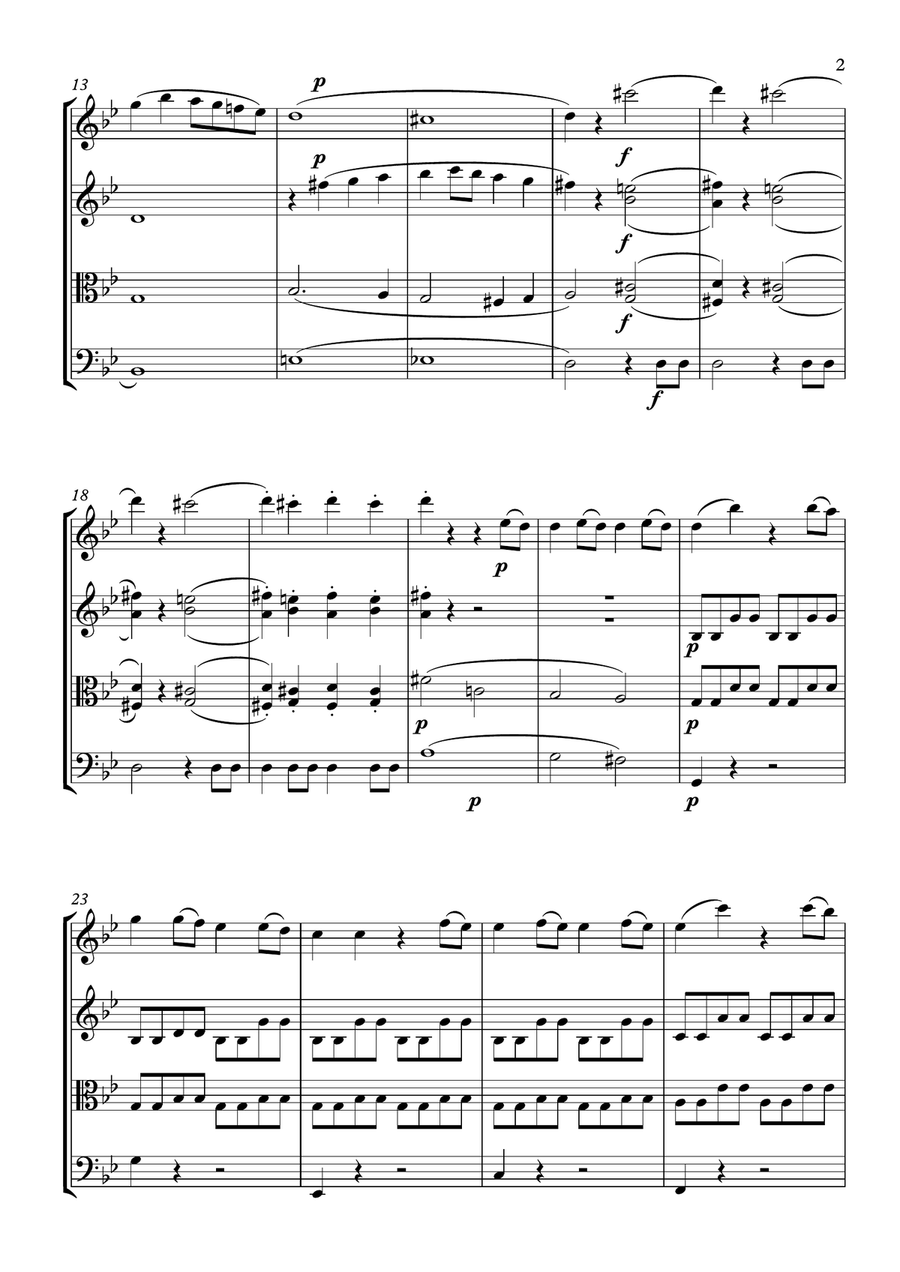 Symphony No. 40 in G minor k. 550 - I. Allegro Molto - W. A. Mozart - For String Quartet (Full Score String Quartet scores gallery preview page 3