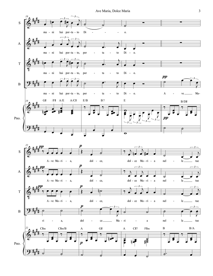 Ave Maria, Dolce Maria 4-Part scores gallery preview page 3