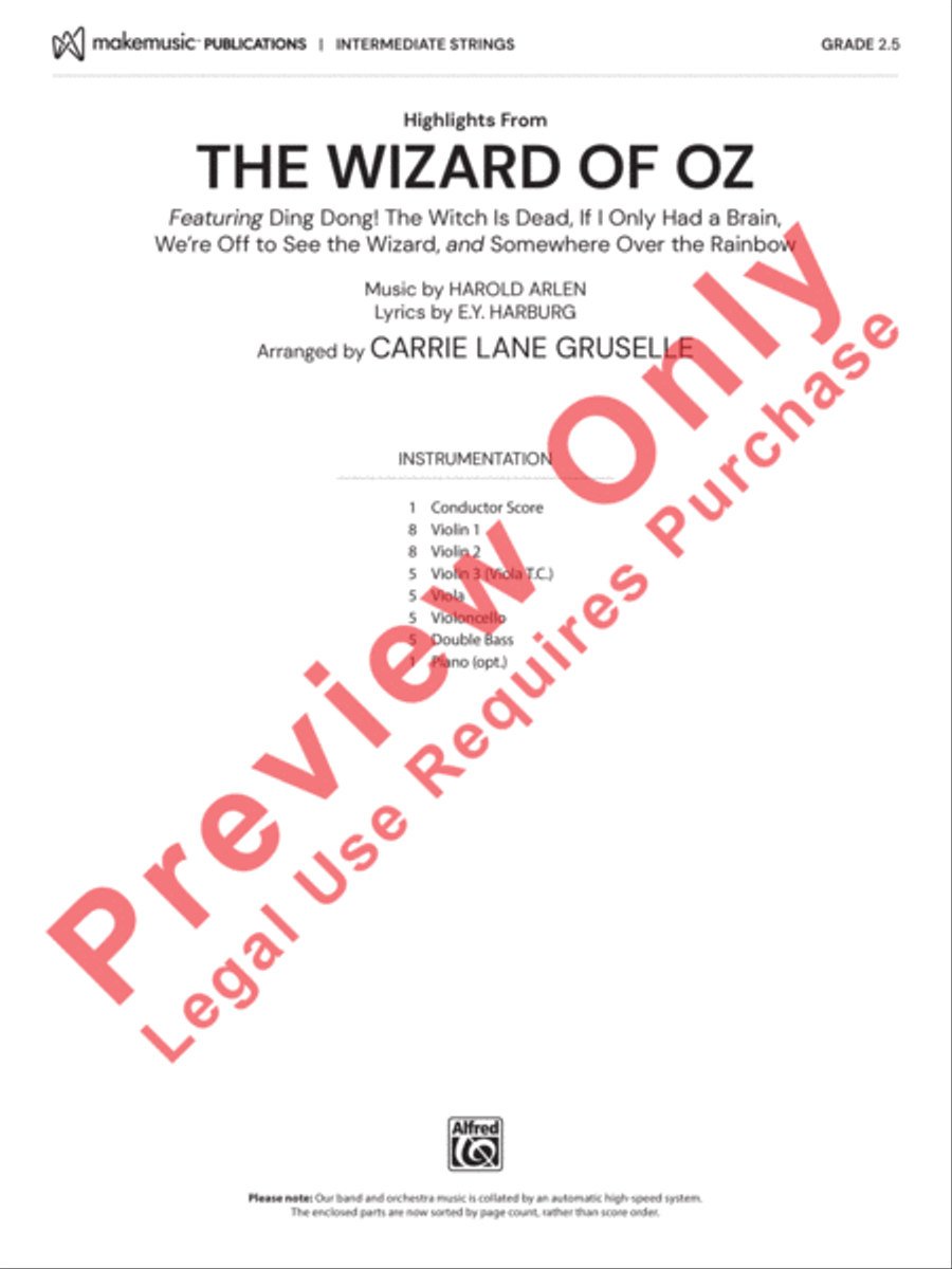 Highlights from The Wizard of Oz String Orchestra scores gallery preview page 2