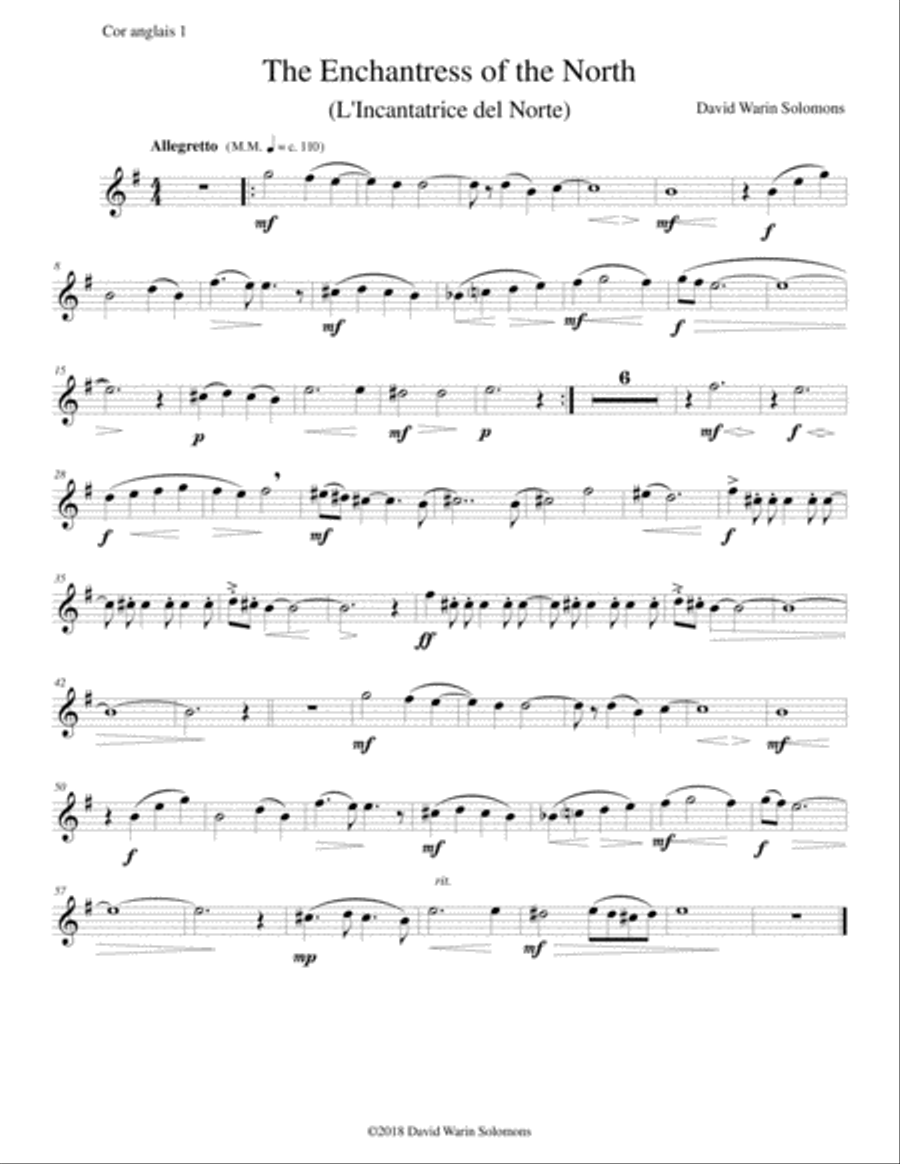The Enchantress of the North (L'Incantatrice del Norte) for 2 cors anglais and guitar English Horn scores gallery preview page 4