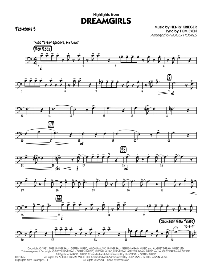 Highlights from Dreamgirls - Trombone 2 Jazz Ensemble scores gallery preview page 1