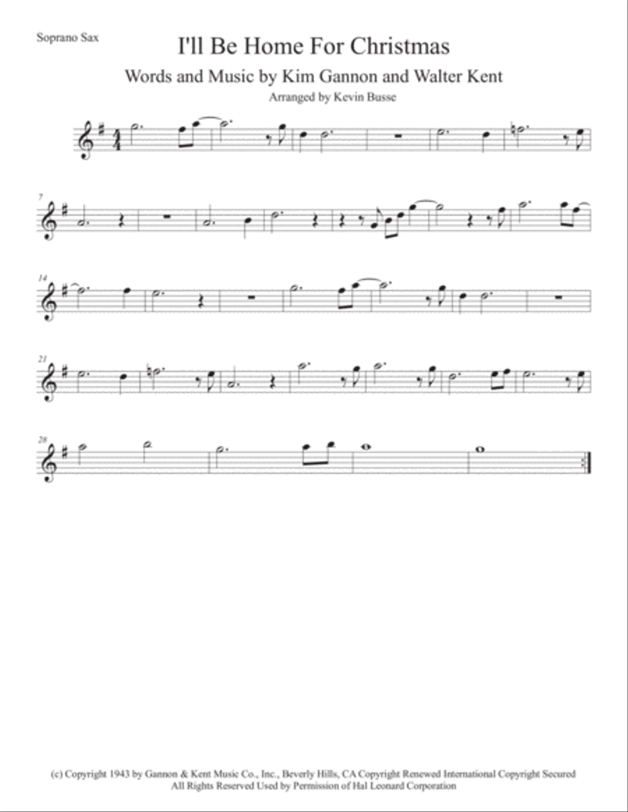 I'll Be Home For Christmas Soprano Saxophone scores gallery preview page 1
