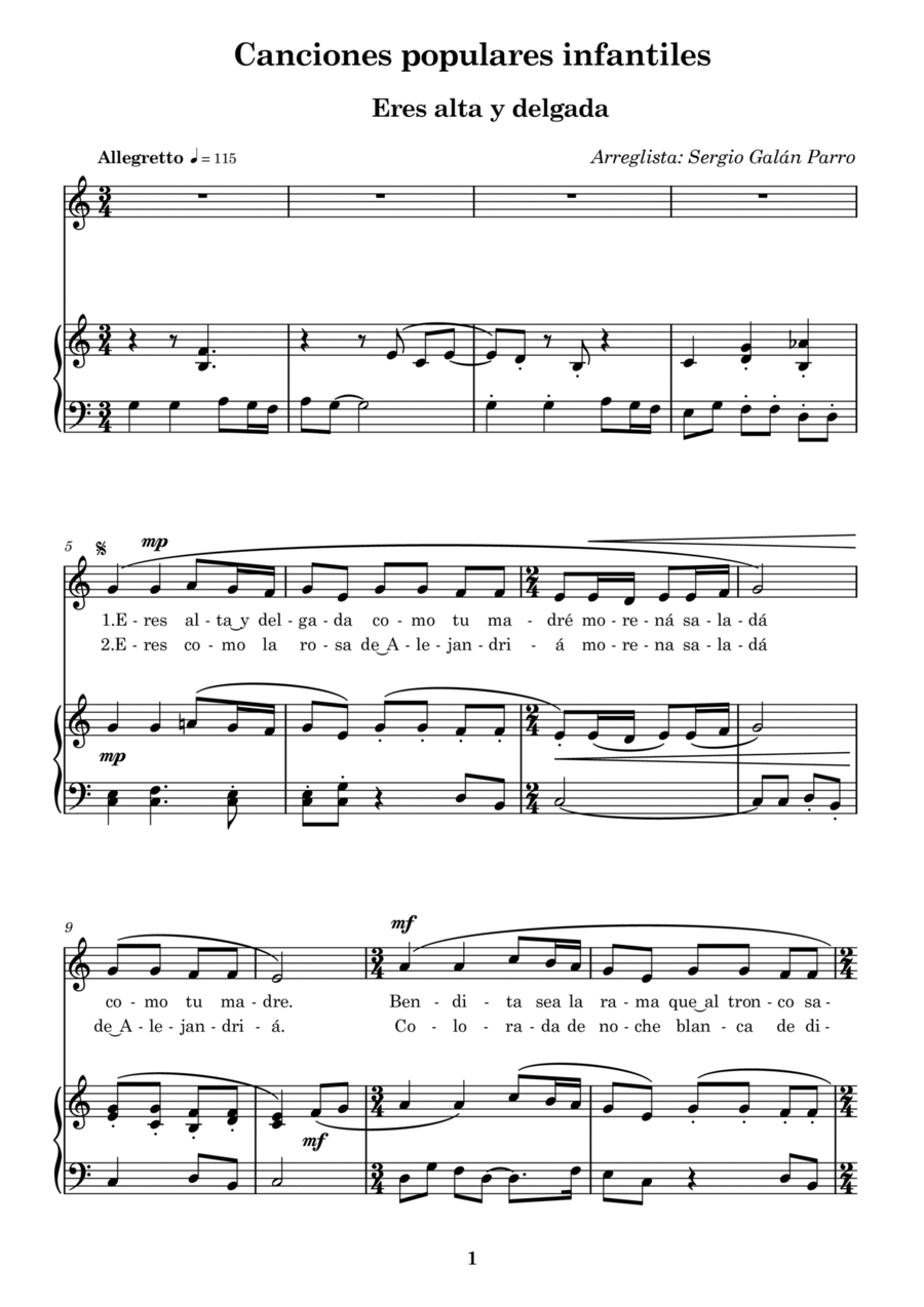 Eres alta y delgada Voice scores gallery preview page 1