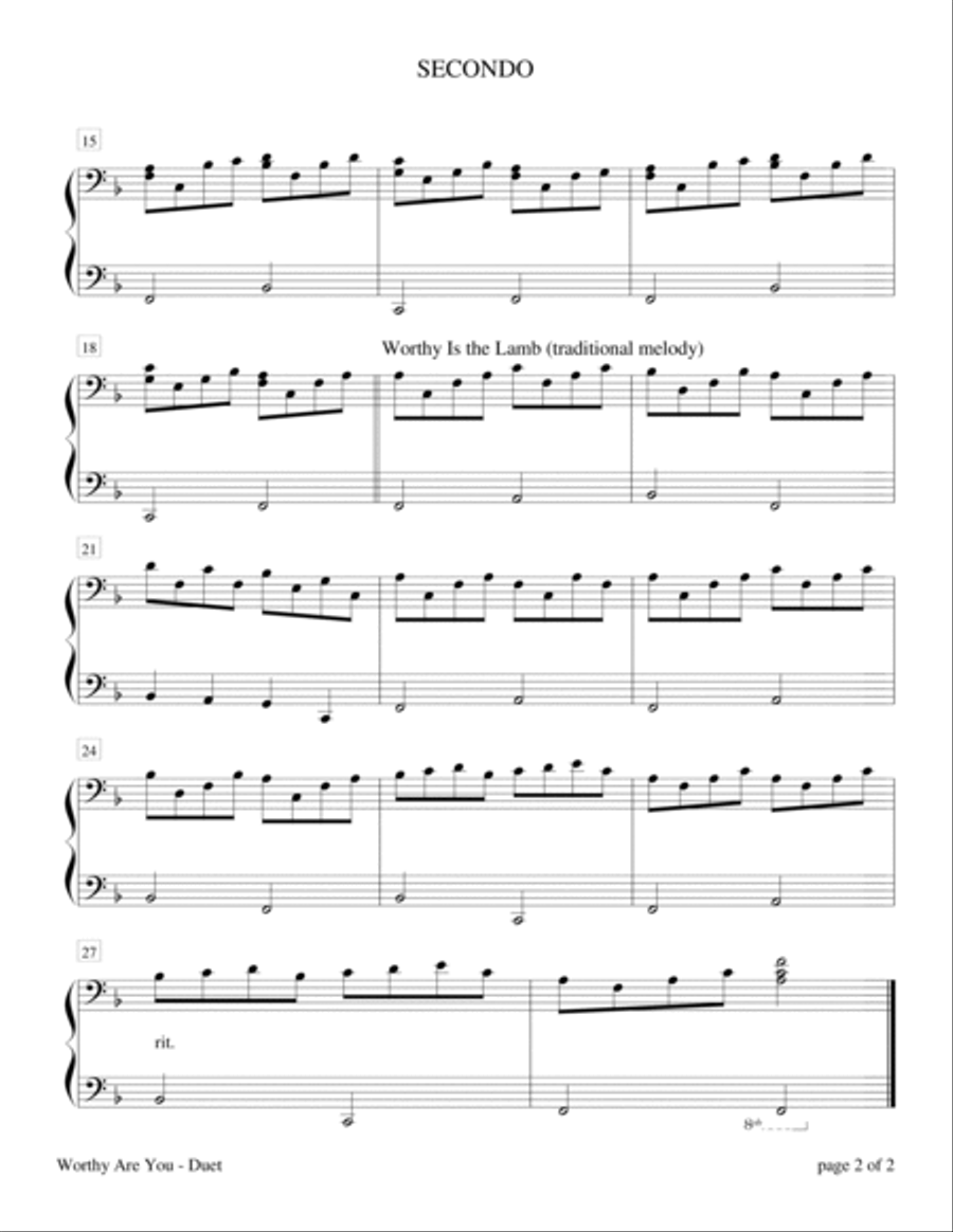 Worthy Are You (Easy Piano Duet; 1 Piano, 4 Hands) Easy Piano scores gallery preview page 3
