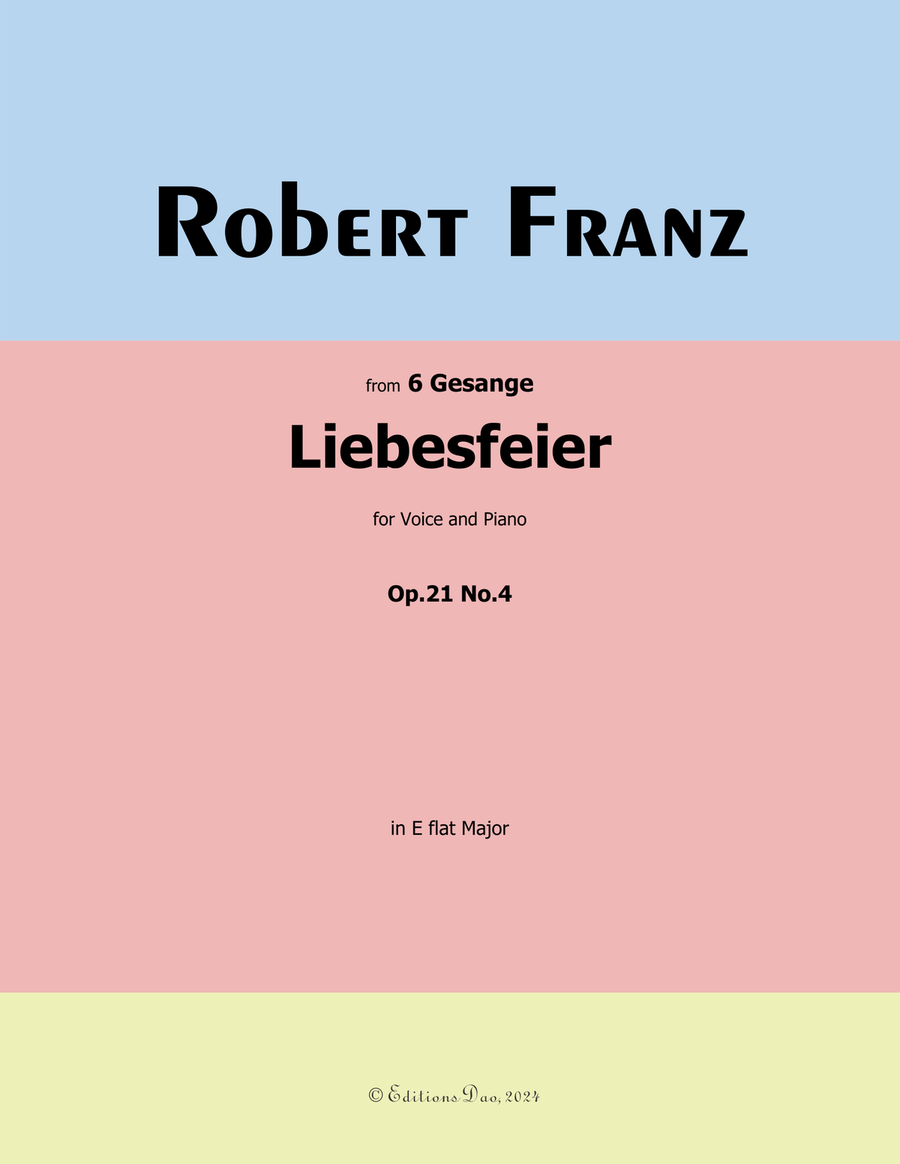 Liebesfeier, by Robert Franz, in E flat Major Voice scores gallery preview page 1